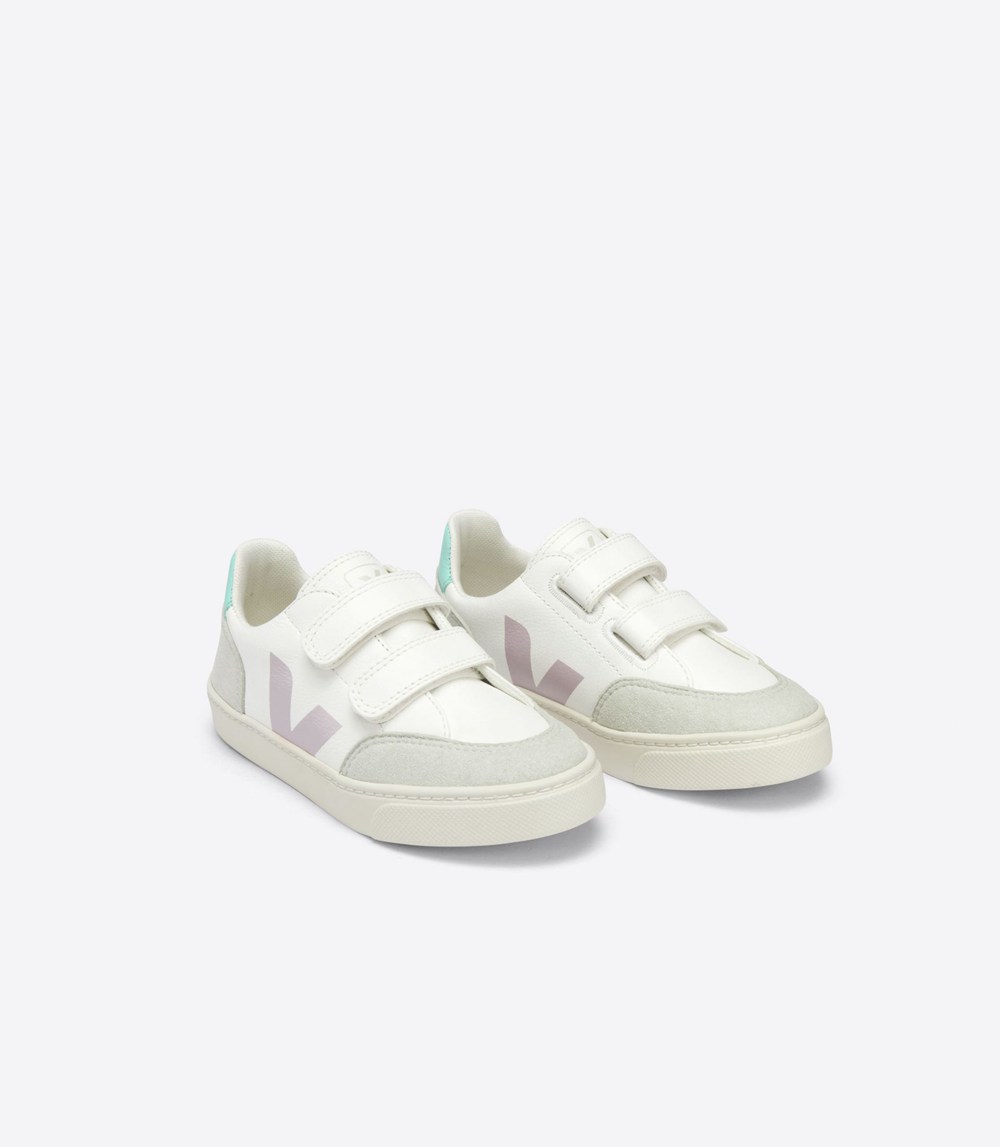 Veja Sneakers Copii - V-12 Velcro Chromefree - Albi - 0359742-NC